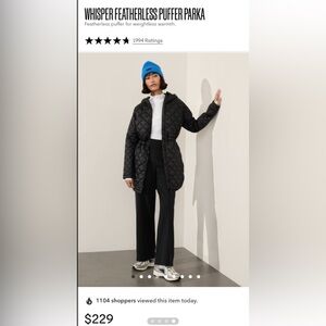 Athleta Whisper Featherless Parka 
Black winter jacket